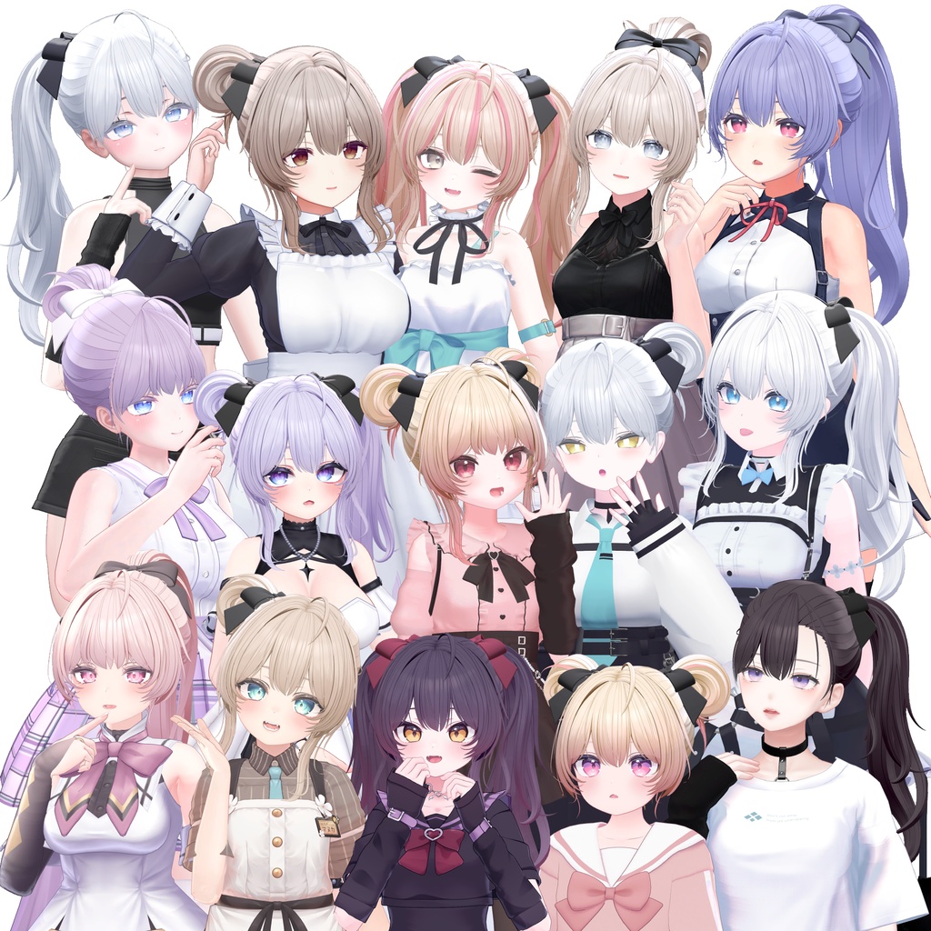 Odango Ponytail 🍡【15Avatars対応】 VRChat Gimmick Hair