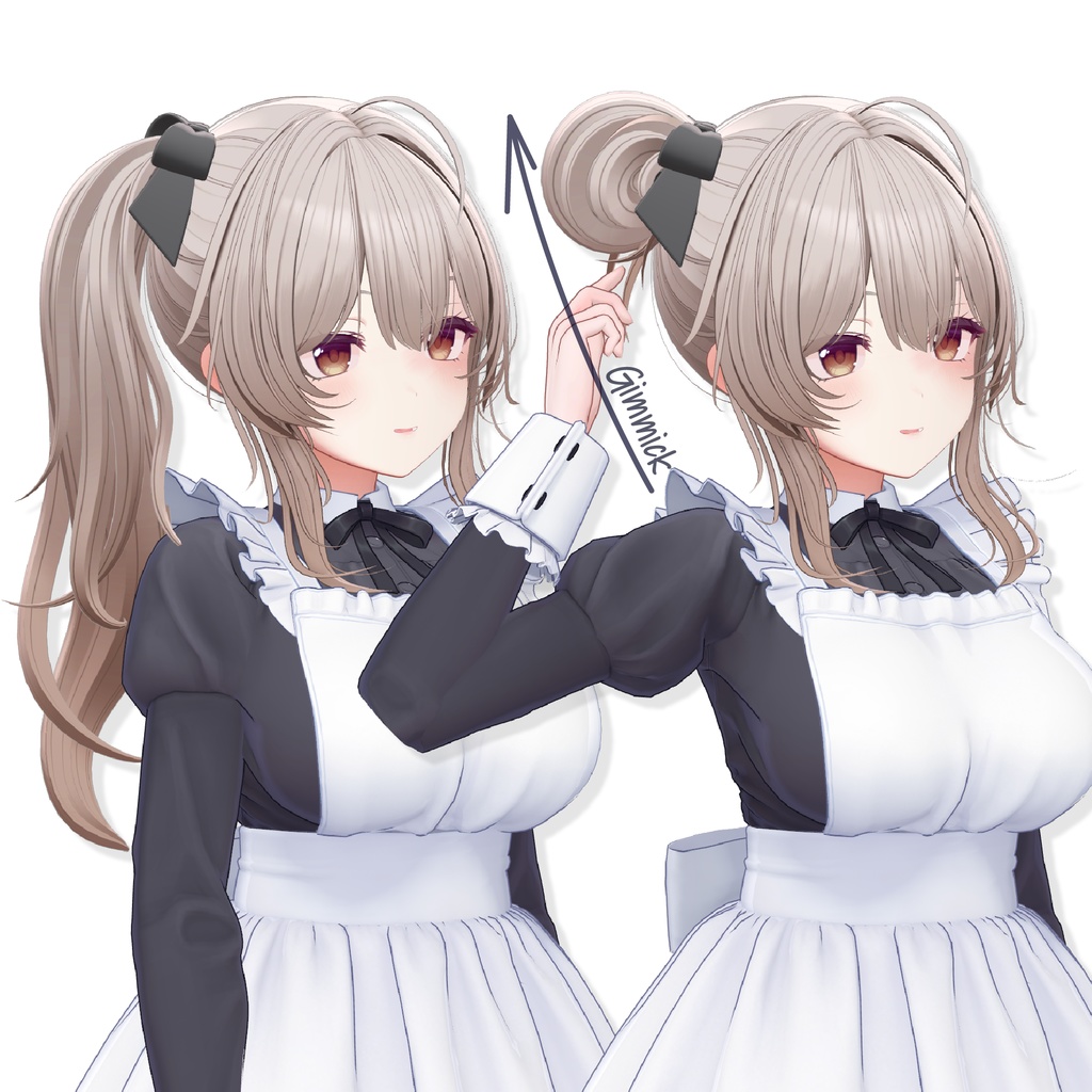 Odango Ponytail 🍡【15Avatars対応】 VRChat Gimmick Hair