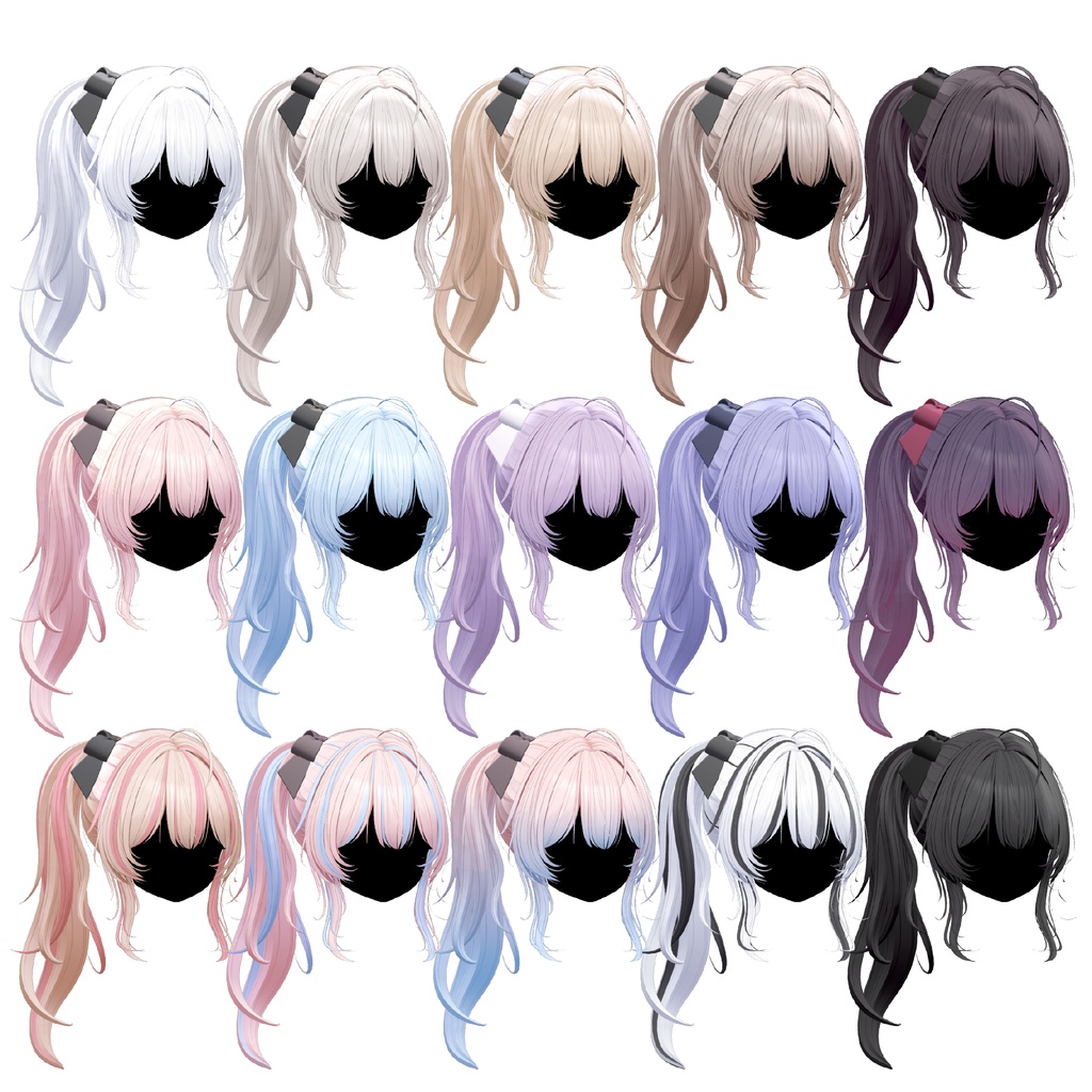 Odango Ponytail 🍡【15Avatars対応】 VRChat Gimmick Hair