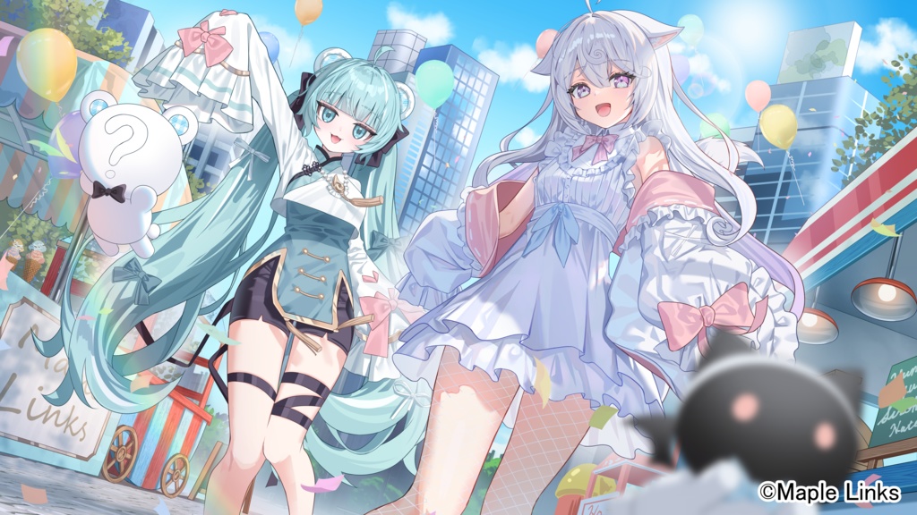 『Maple Links』デビュー記念壁紙（白旗はてな＆夢守ゆる）