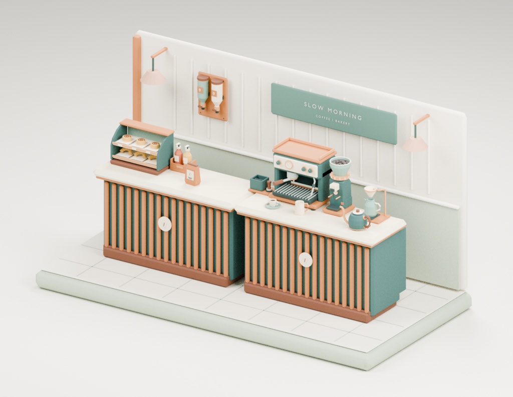 Cafe Collection|カフェ小物12点【FBX・GLB・Blender】