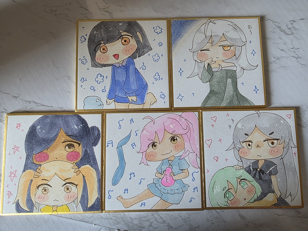 トリッカル　手描き豆色紙　エルダイン七姉妹（過去）