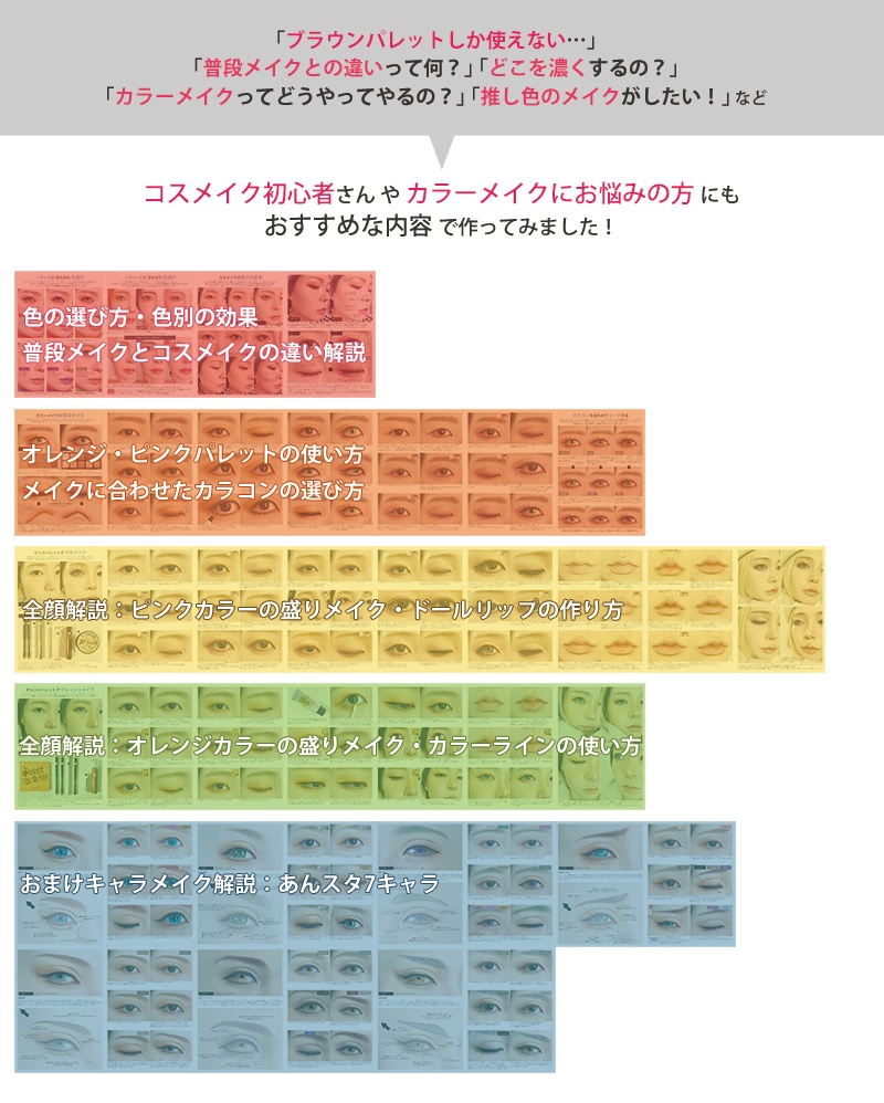 【MB7】カラーメイク:ピンク&オレンジ、あんスタキャラメイク