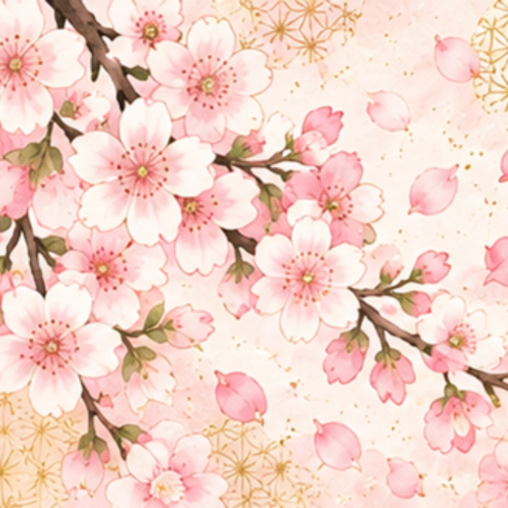 季節の花和柄デジタルペーパーセット1