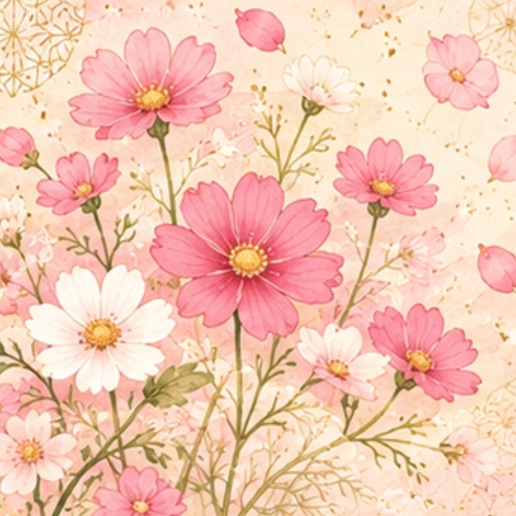季節の花和柄デジタルペーパーセット3