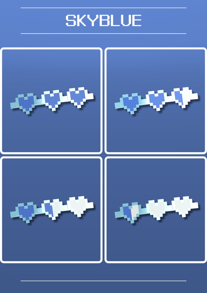 【8色】VRChat向けヘアピン♥️PIXEL HEART♥️