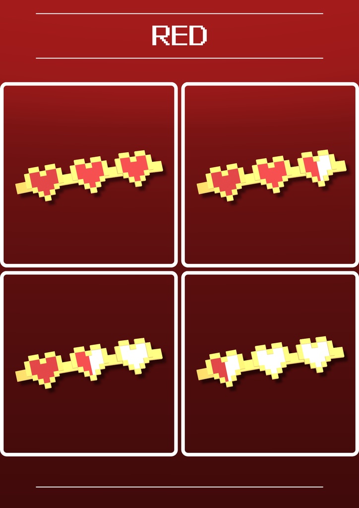【8色】VRChat向けヘアピン♥️PIXEL HEART♥️
