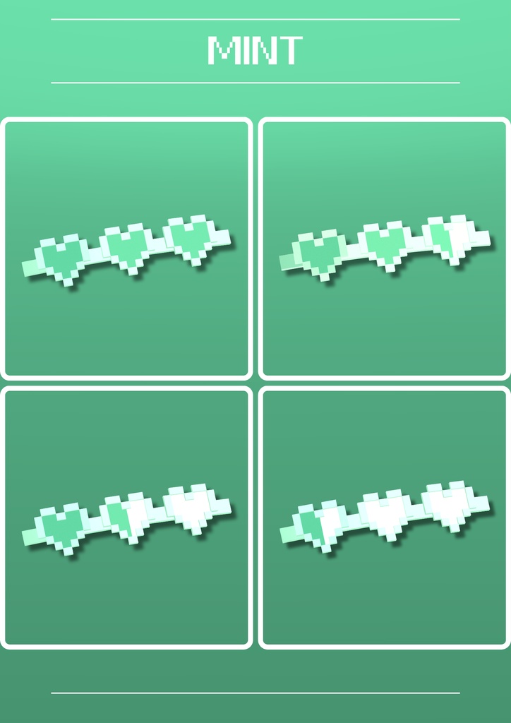 【8色】VRChat向けヘアピン♥️PIXEL HEART♥️