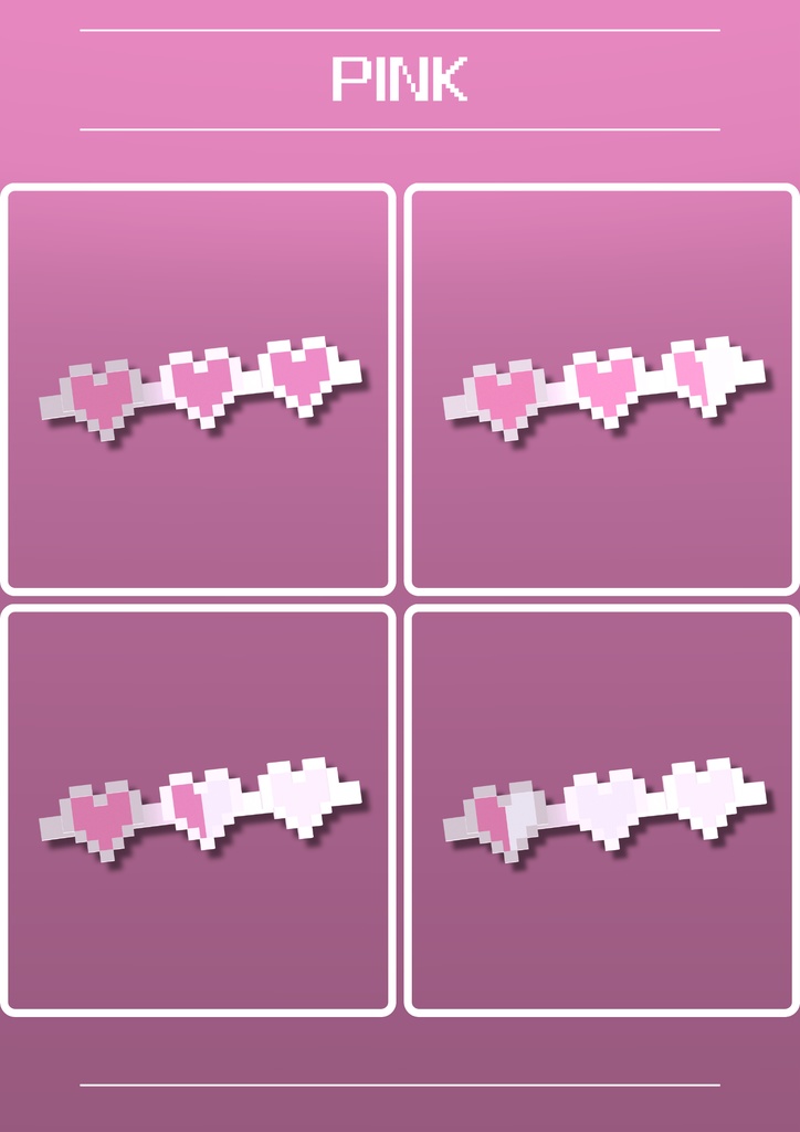 【8色】VRChat向けヘアピン♥️PIXEL HEART♥️