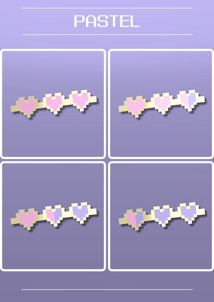 【8色】VRChat向けヘアピン♥️PIXEL HEART♥️