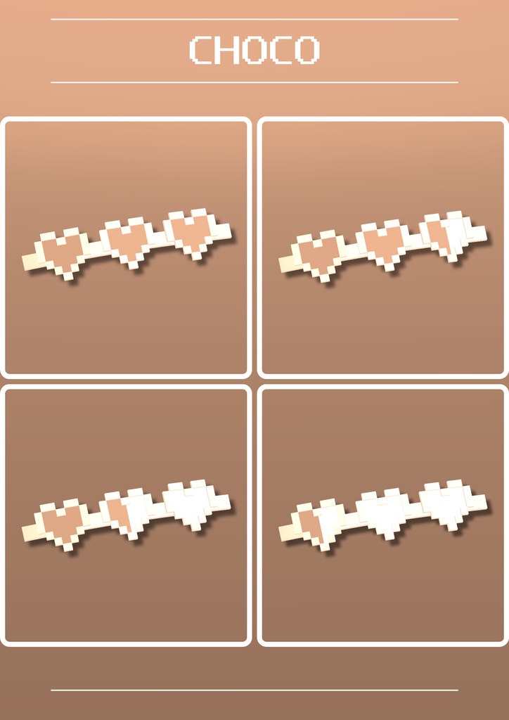 【8色】VRChat向けヘアピン♥️PIXEL HEART♥️