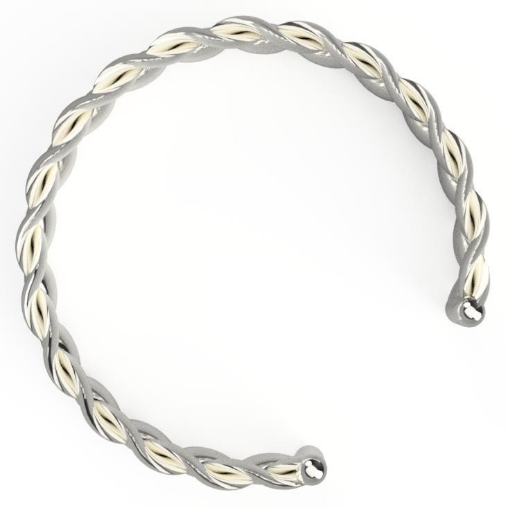 三つ編みブレスレット 葉形柱タイプ