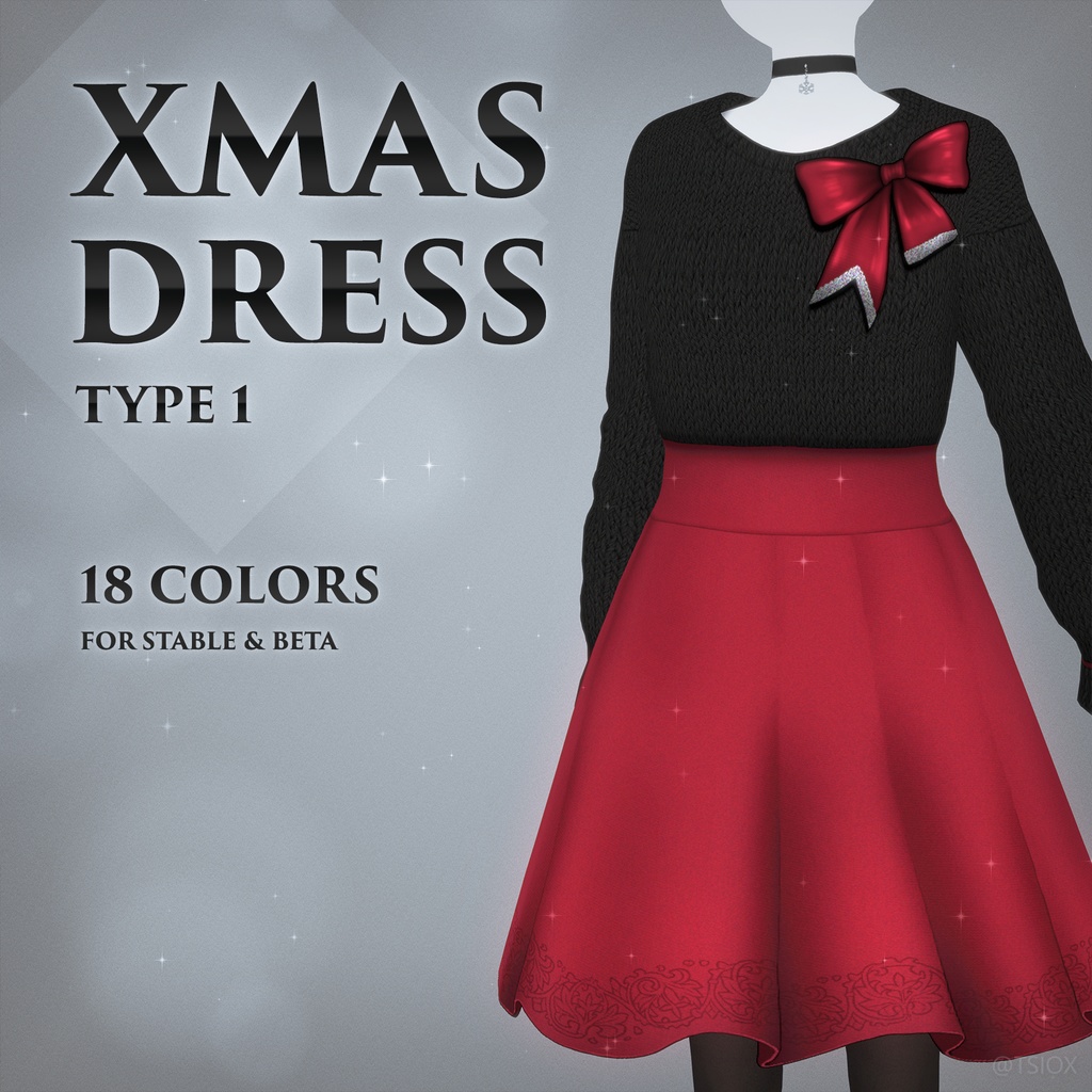 【VRoid】クリスマスドレス タイプ1【18 COLORS】