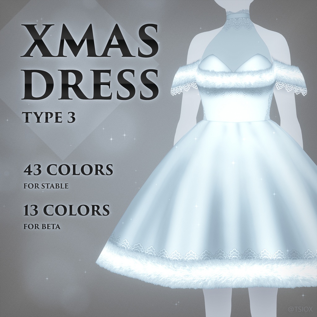 【VRoid】クリスマスドレス タイプ3【43 COLORS】