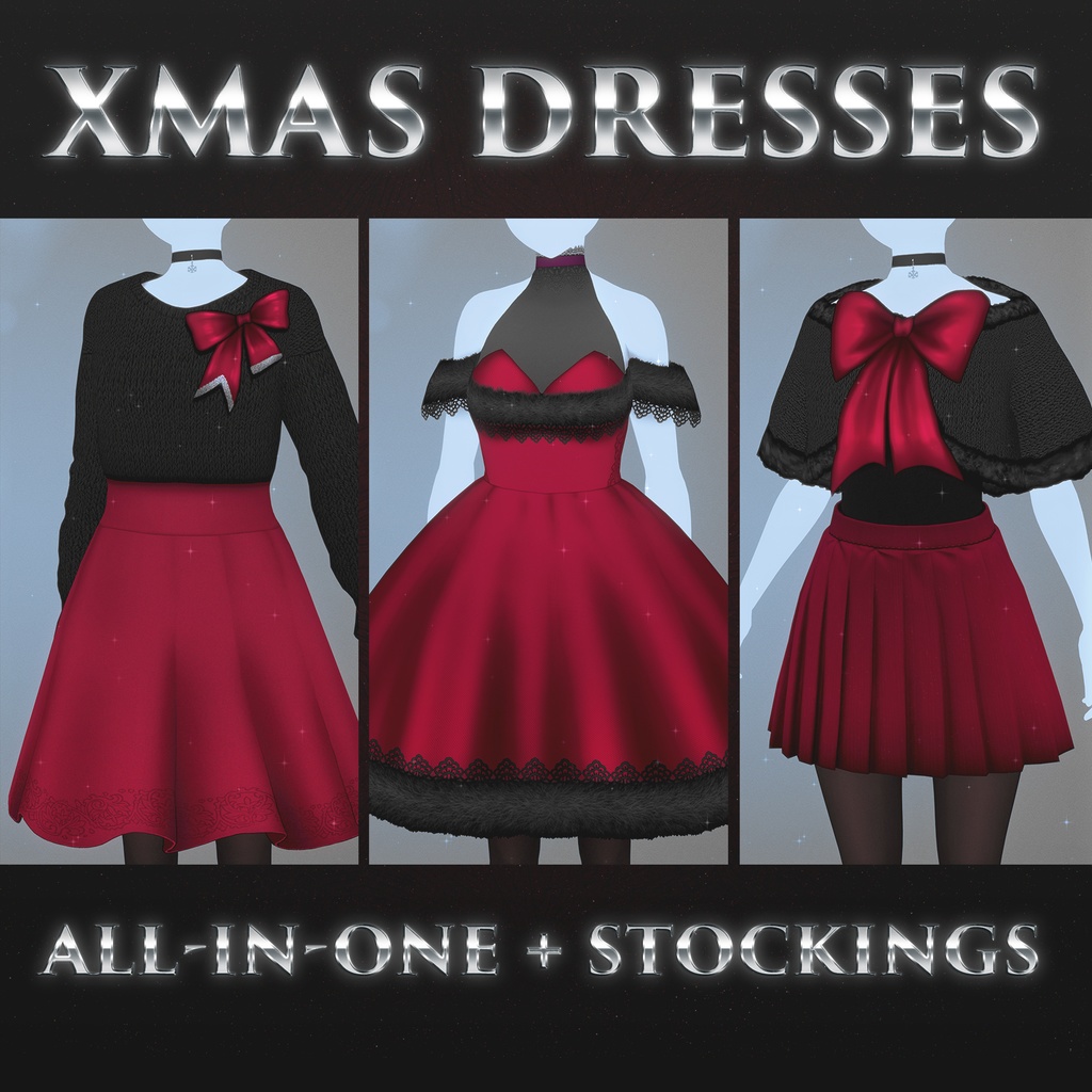 【VRoid】クリスマスドレス+ストッキング コレクション【4製品を収録】