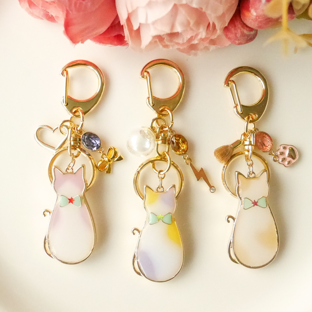 【ハンドメイド】大紬にゃんイメージキーホルダー