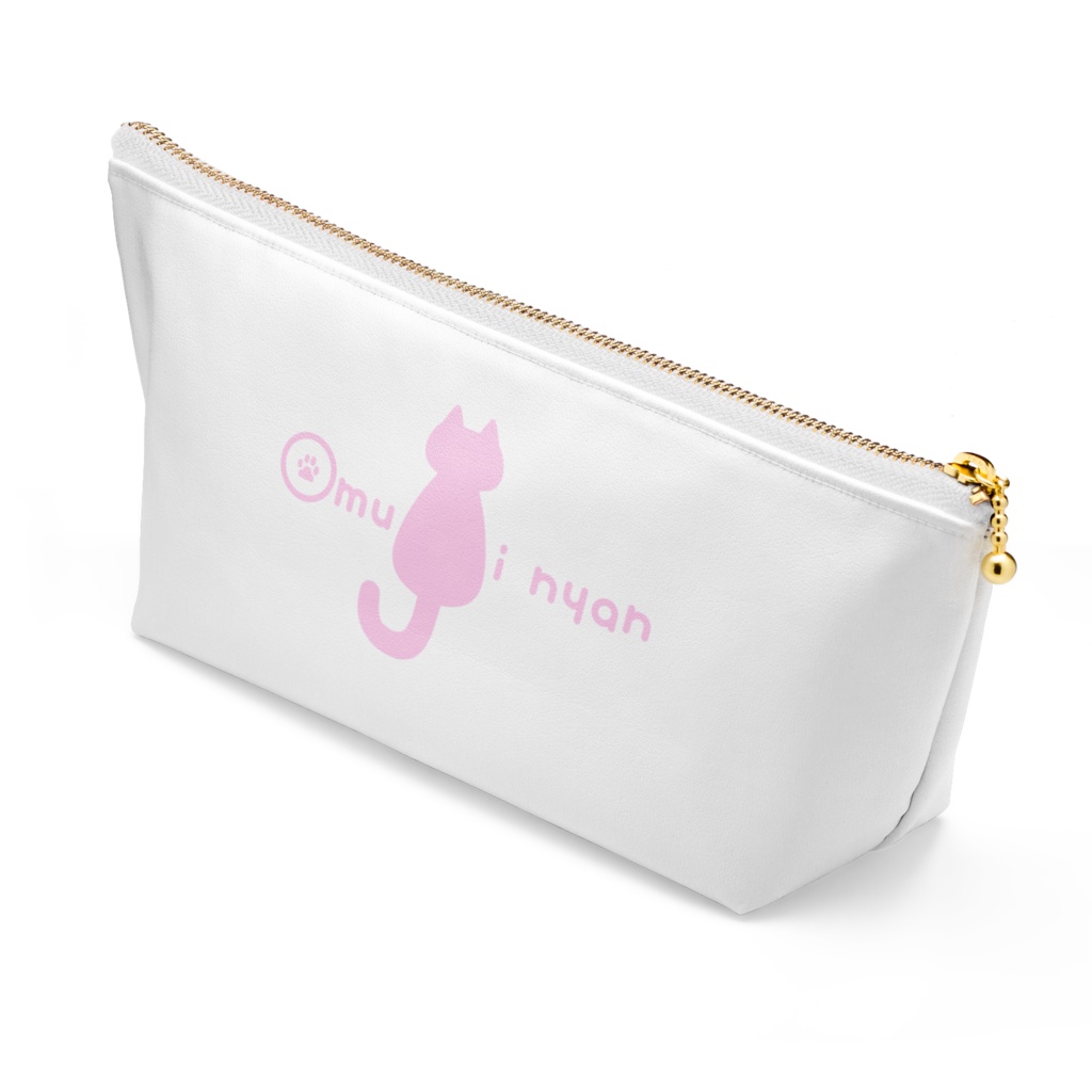 大紬にゃんシンプルロゴポーチ【ホワイト、ロゴ4色】