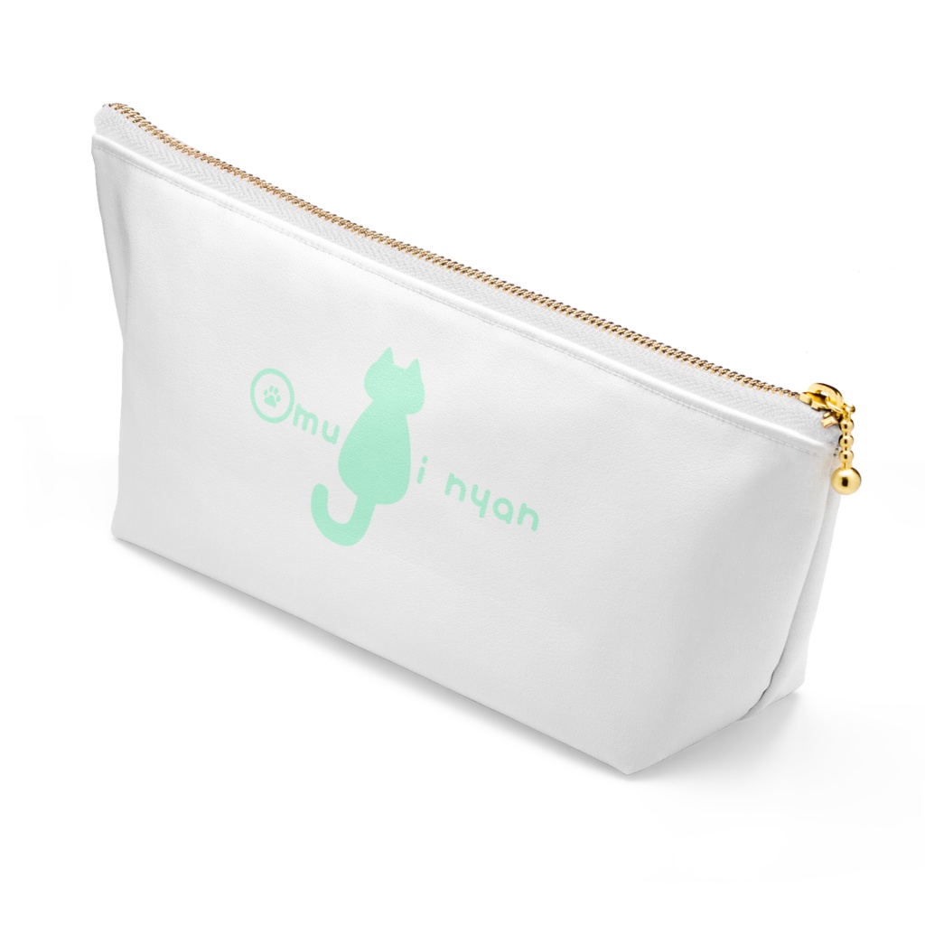 大紬にゃんシンプルロゴポーチ【ホワイト、ロゴ4色】