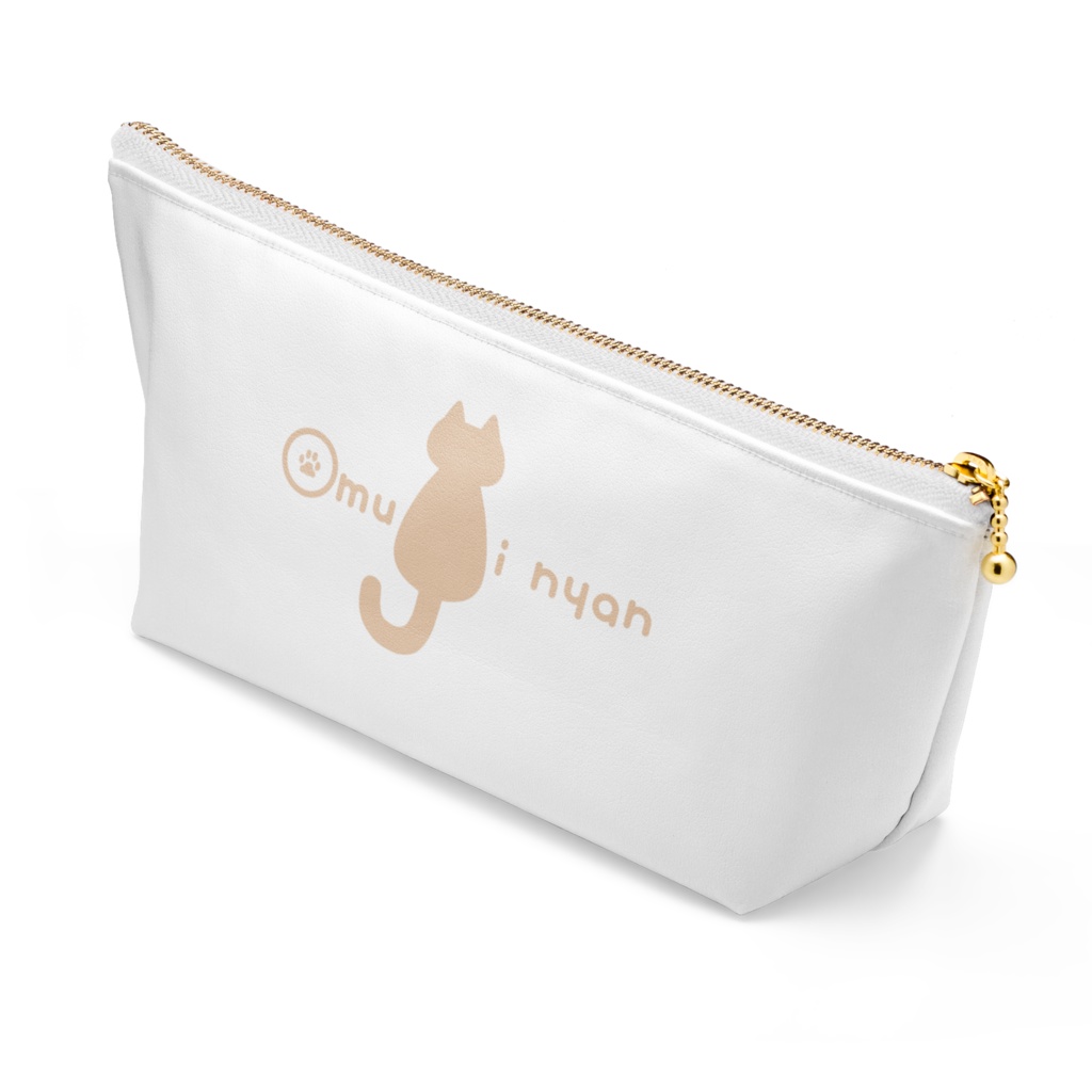 大紬にゃんシンプルロゴポーチ【ホワイト、ロゴ4色】
