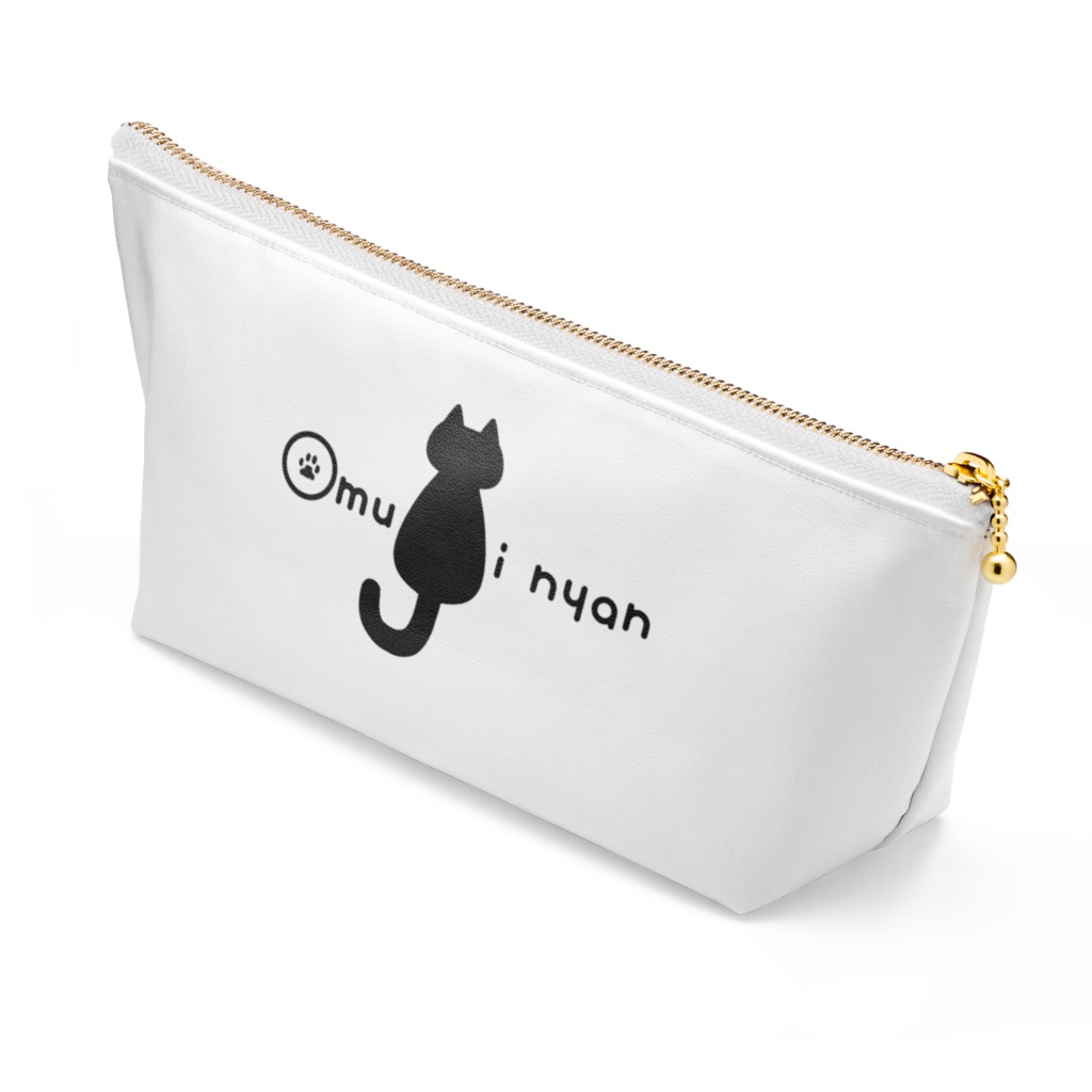 大紬にゃんシンプルロゴポーチ【ホワイト、ロゴ4色】
