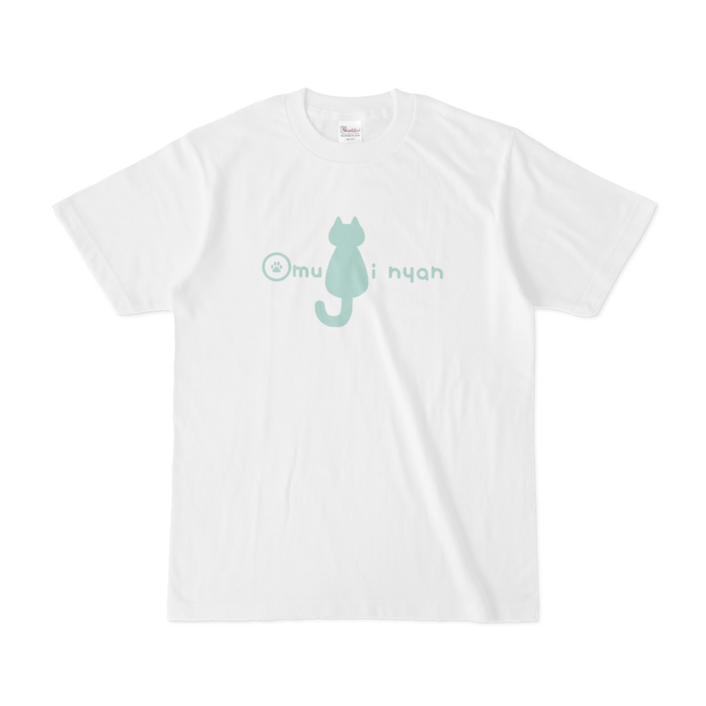 大紬にゃんシンプルロゴTシャツ【ホワイト×グリーン】