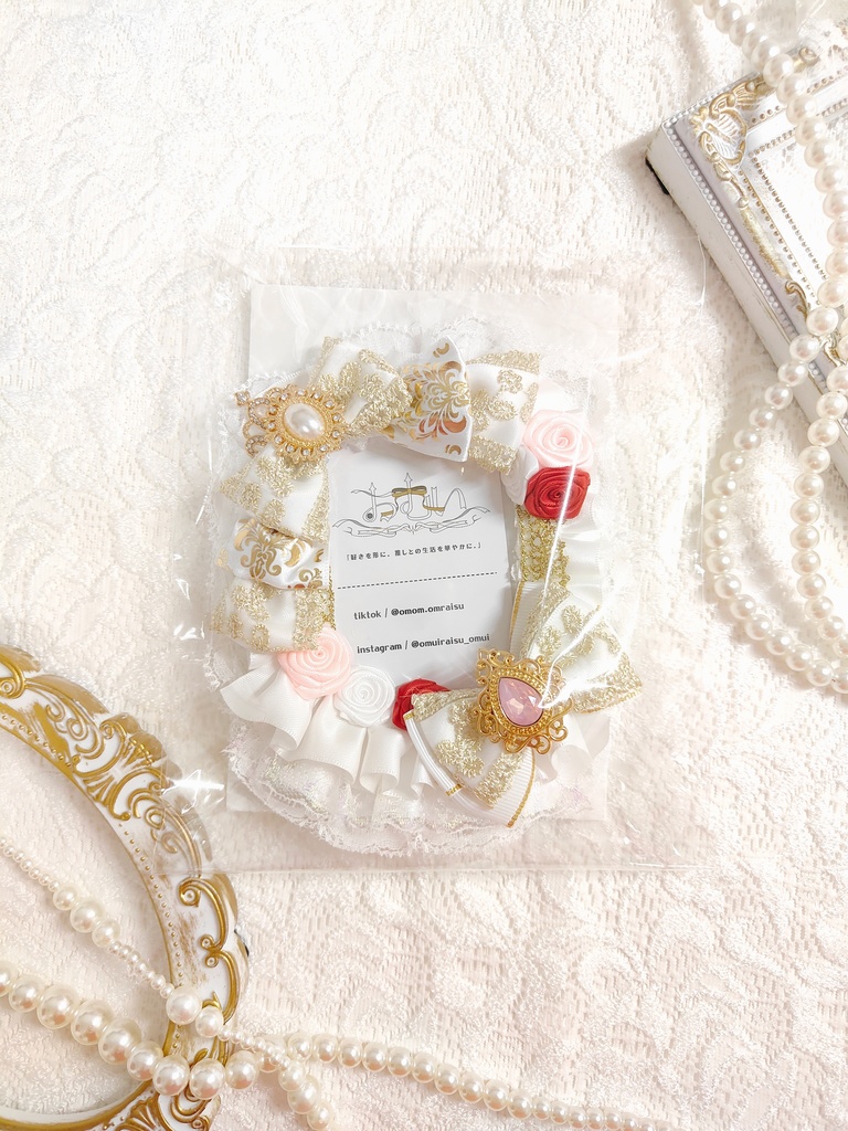 ジューンブライドイメージ缶バッチロゼット&硬質ケースデコ