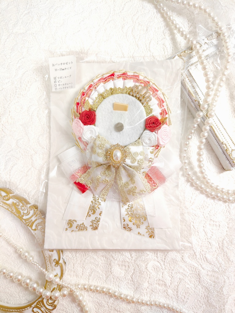 ジューンブライドイメージ缶バッチロゼット&硬質ケースデコ