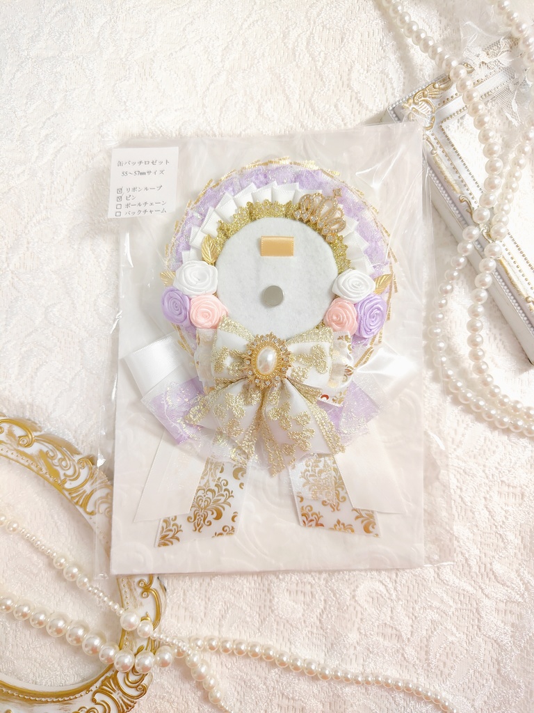 ジューンブライドイメージ缶バッチロゼット&硬質ケースデコ