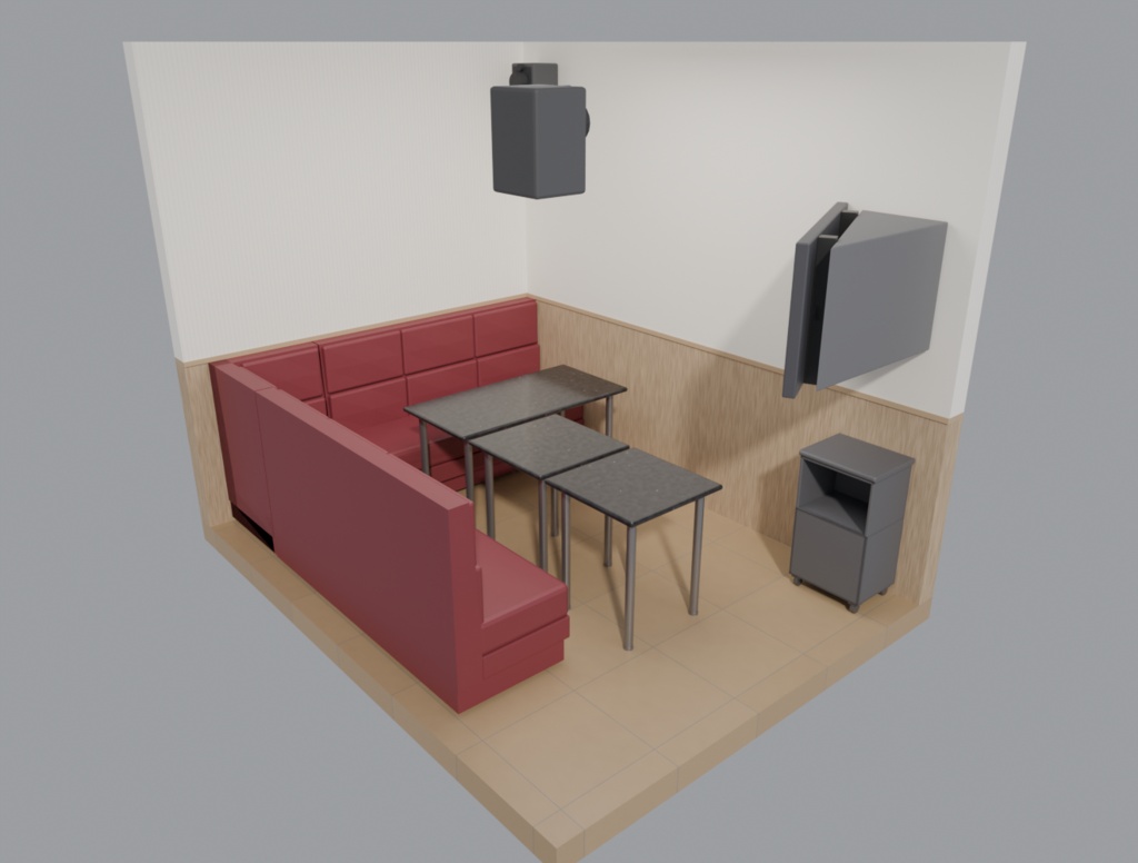 カラオケルーム背景3Dモデル|8人用パーティールーム 一式