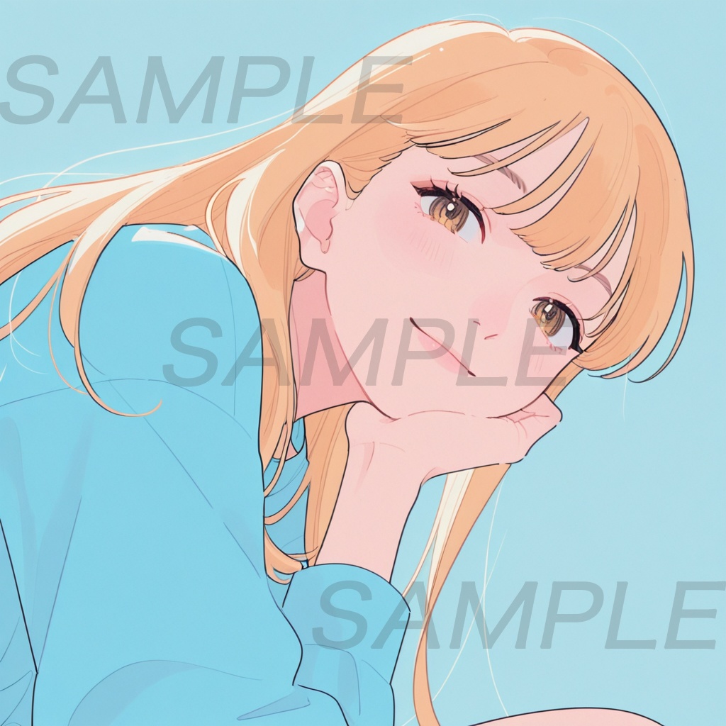 【アイコン素材】金髪ロング女子イラスト12枚セット|SNS・配信・サムネ用