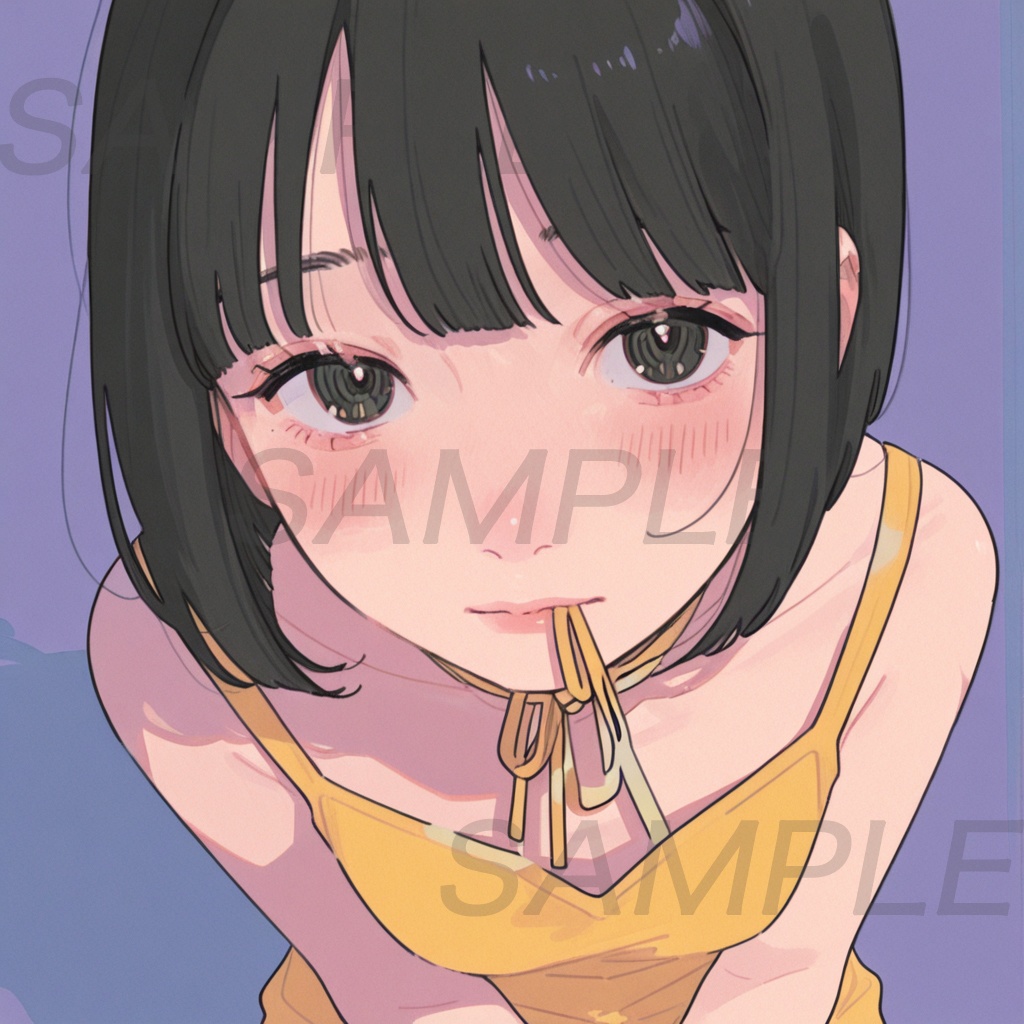 【アイコン素材】黒髪ボブ女子イラスト12枚セット|SNS・配信・サムネ用