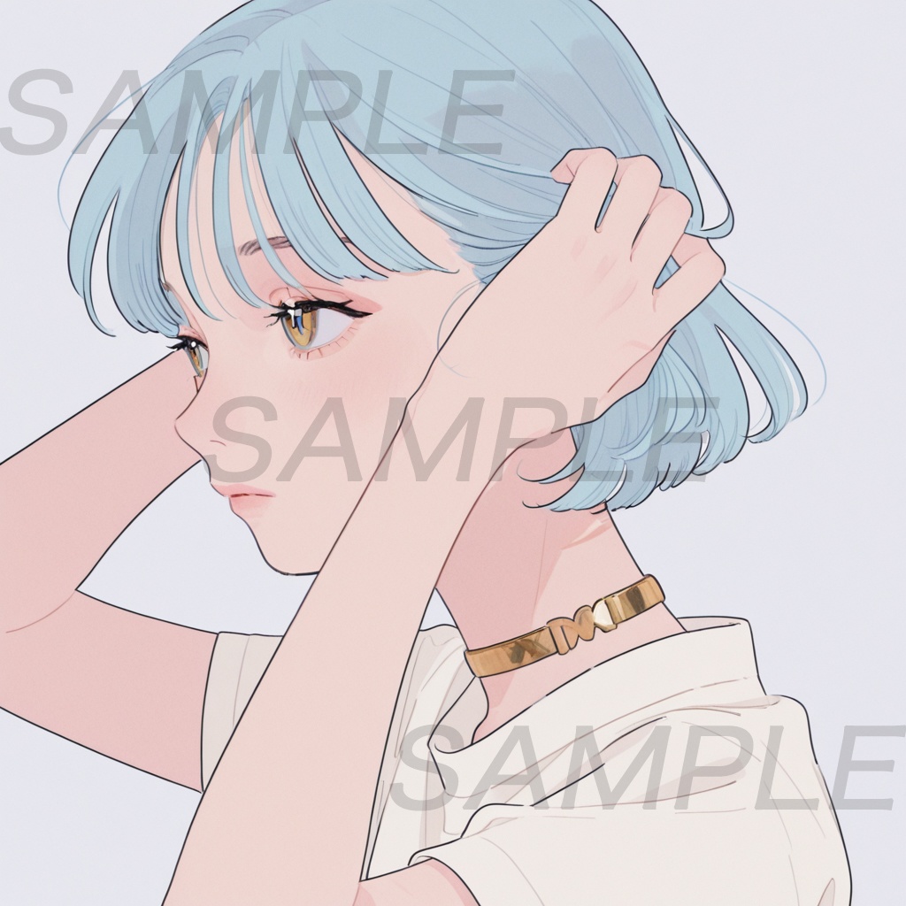 【アイコン素材】青髪ショート女子イラスト12枚セット|SNS・配信・サムネ用