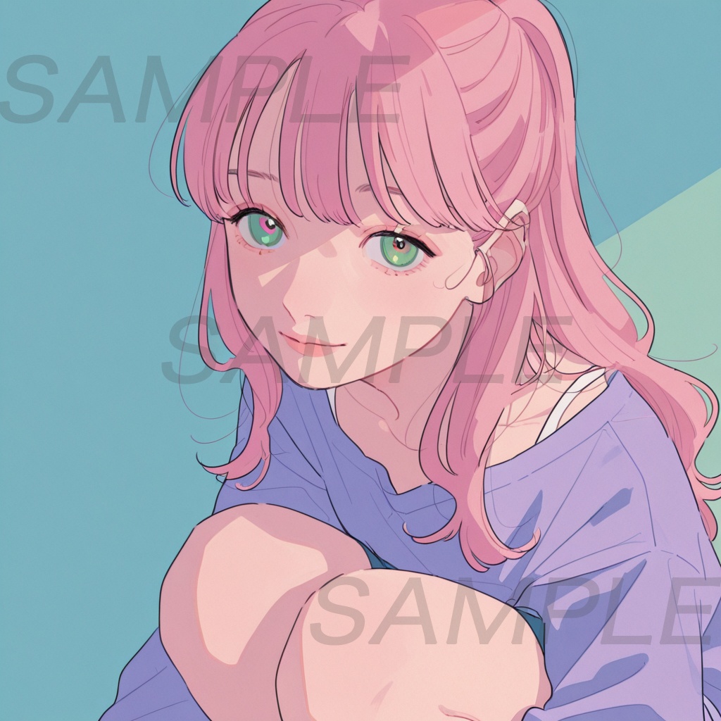 【アイコン素材】ピンク髪ゆるふわ女子イラスト12枚セット|SNS・配信・サムネ用