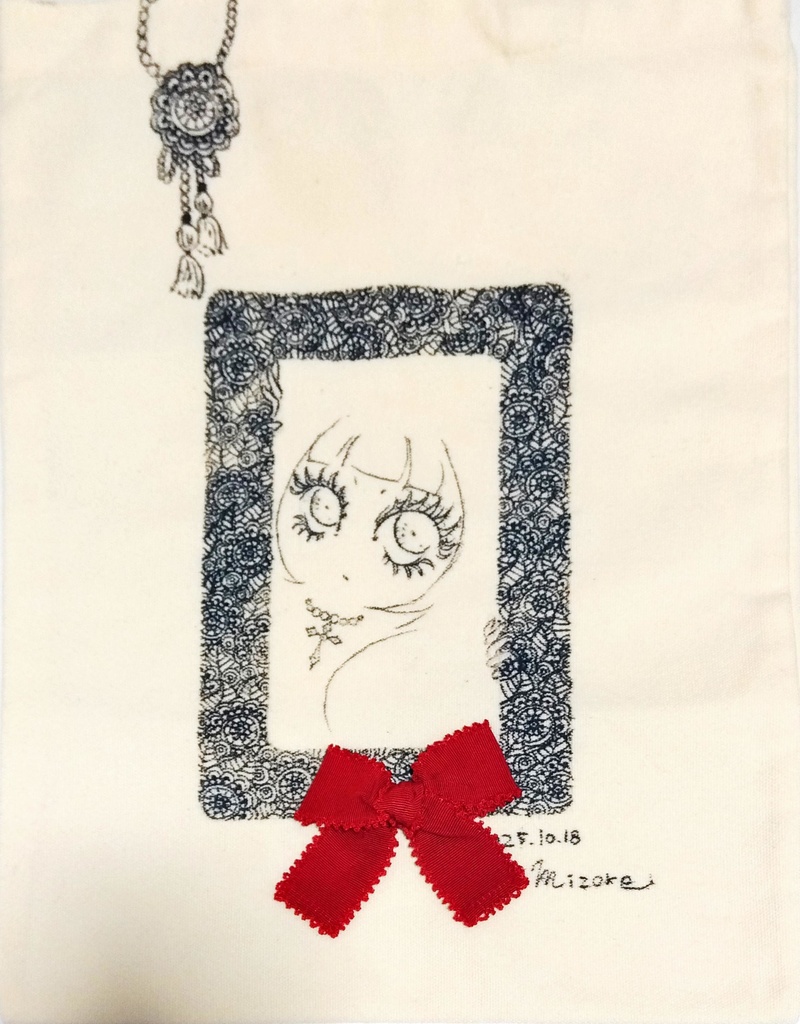 〖一点物〗手描きトートバッグ〈girl〉/No.0000