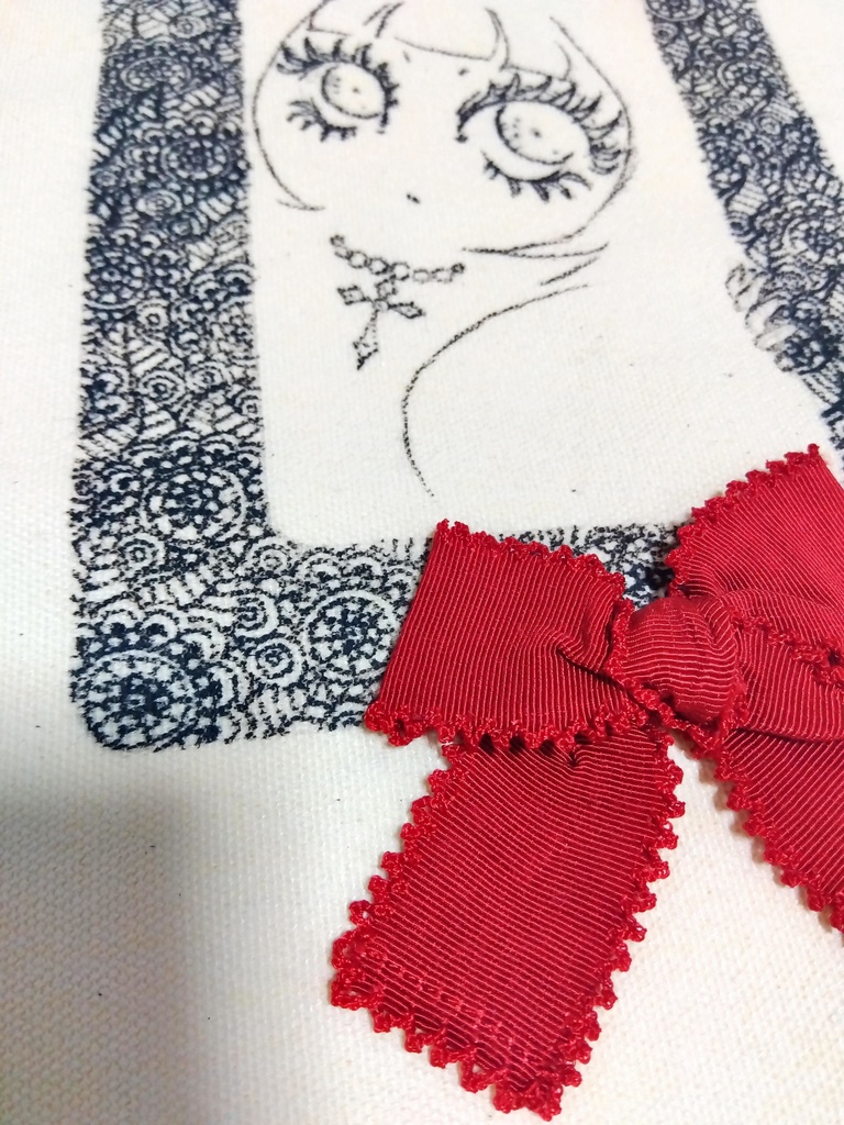 〖一点物〗手描きトートバッグ〈girl〉/No.0000