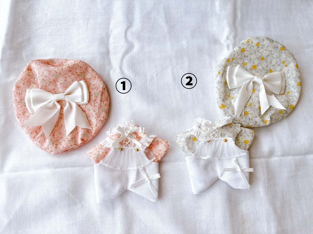 【ぬい服】子花柄サロペットセット【12〜13cm】