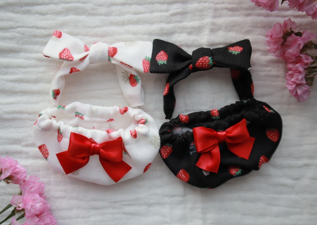 くつろぎ2点せっと(いちご黒地)