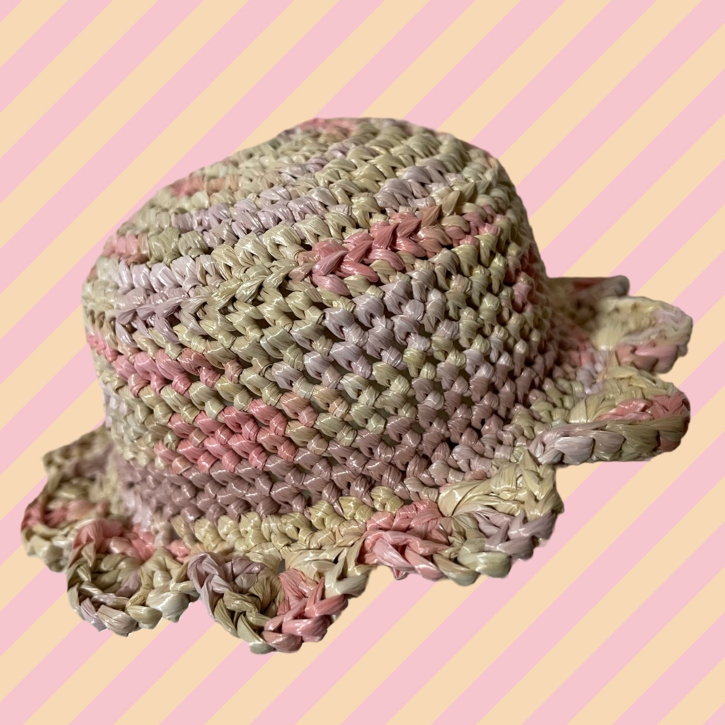 marble straw hat(pink)