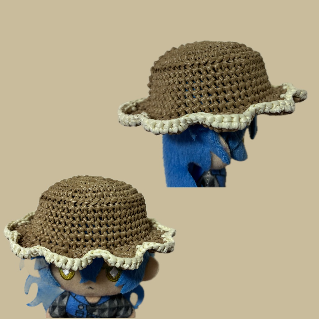 simple straw hat(brown&white)