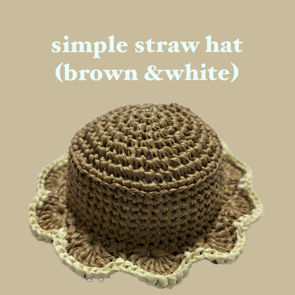 simple straw hat(brown&white)