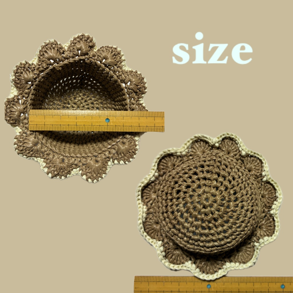simple straw hat(brown&white)