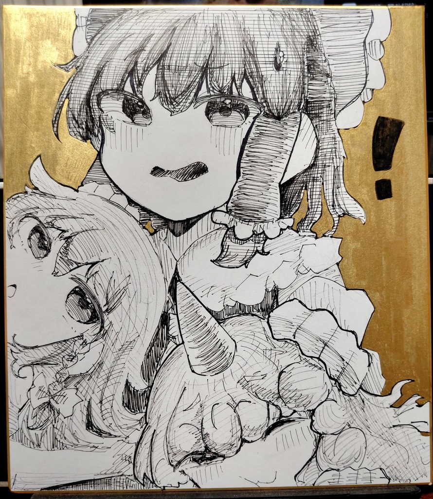 【東方Project】 博麗霊夢 霧雨魔理沙 高麗野あうん 直筆色紙