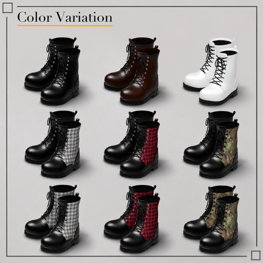 【19アバター対応】Laceup Boots 【VRC衣装】