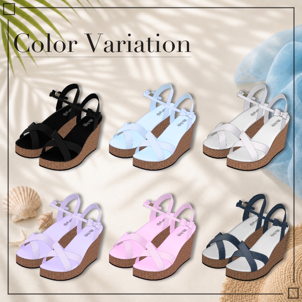 【12アバター対応】Wedgesole Sandal【VRC衣装】