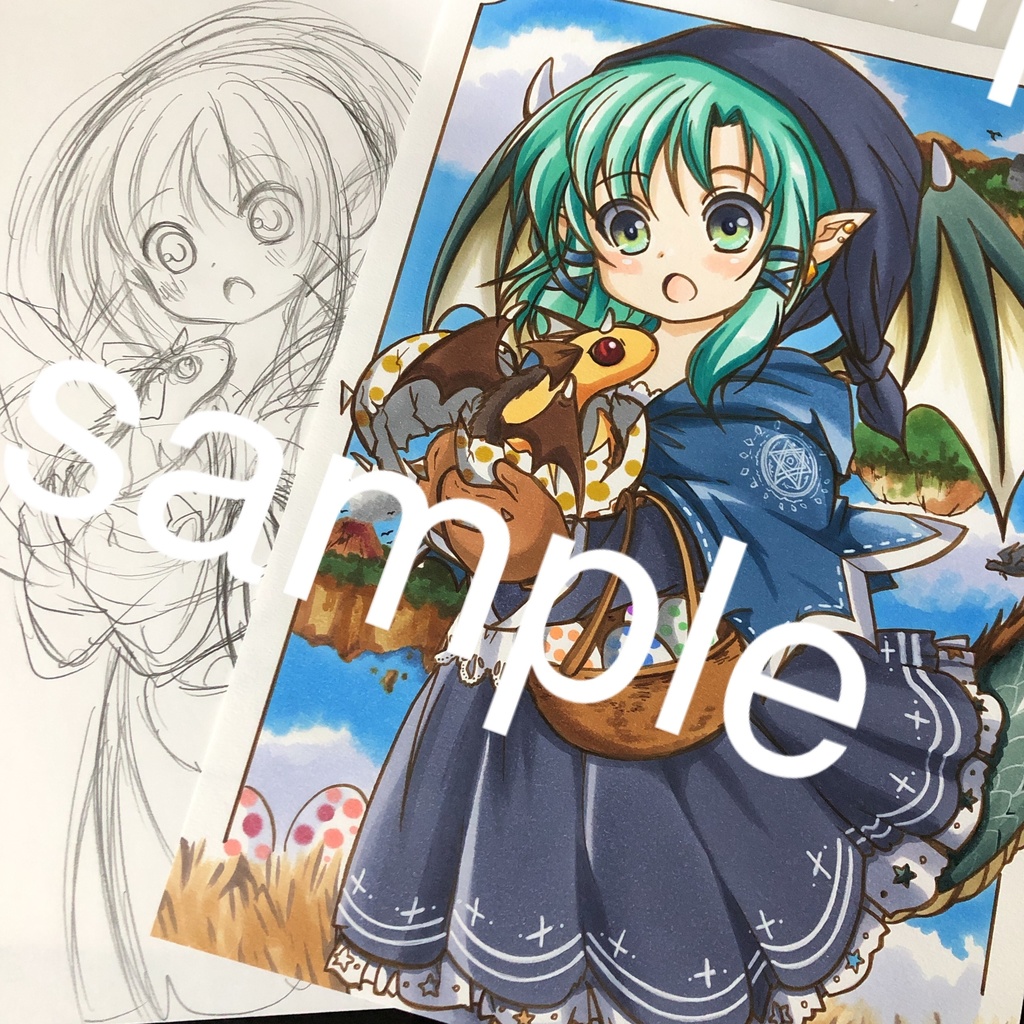 手描きオリジナルイラスト 龍のお世話 Natu616店舗 Booth