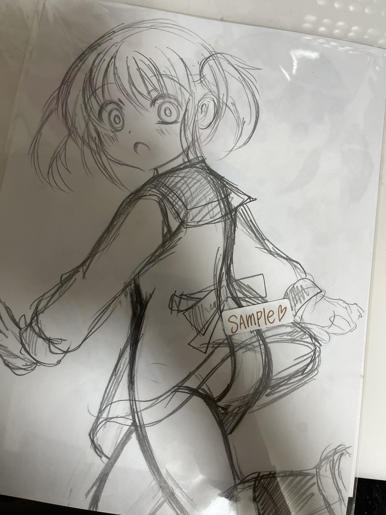 手描きオリジナルイラスト 振り向きガール