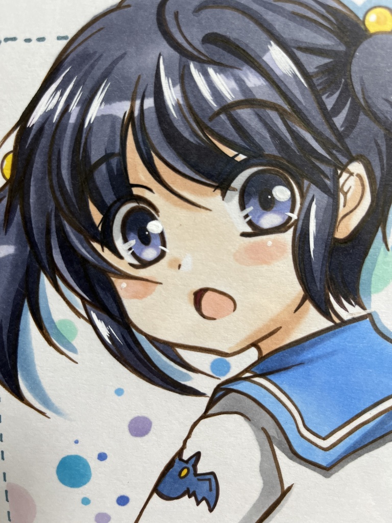 手描きオリジナルイラスト　振り向きガール