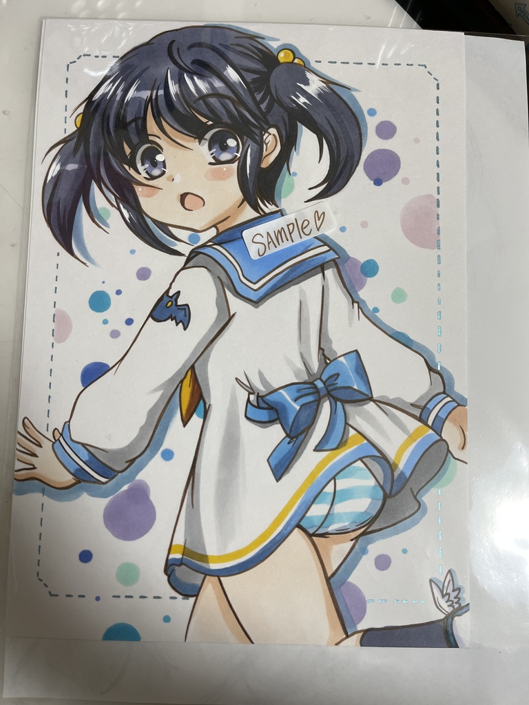 手描きオリジナルイラスト 振り向きガール