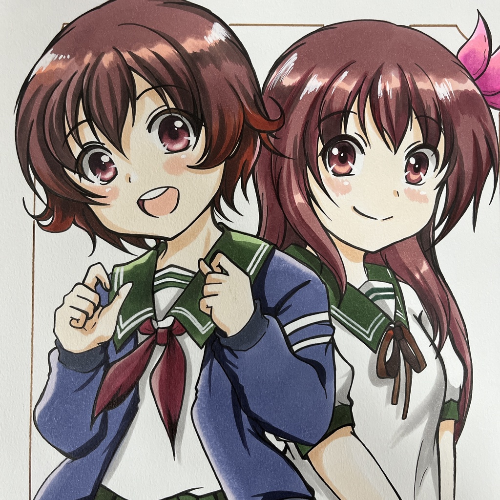 手描き同人イラスト 睦月and如月