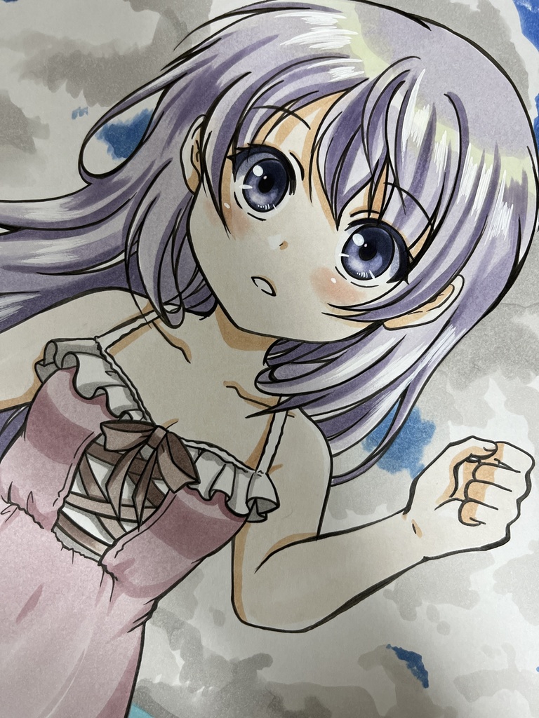 手描きオリジナルイラスト　水着少女